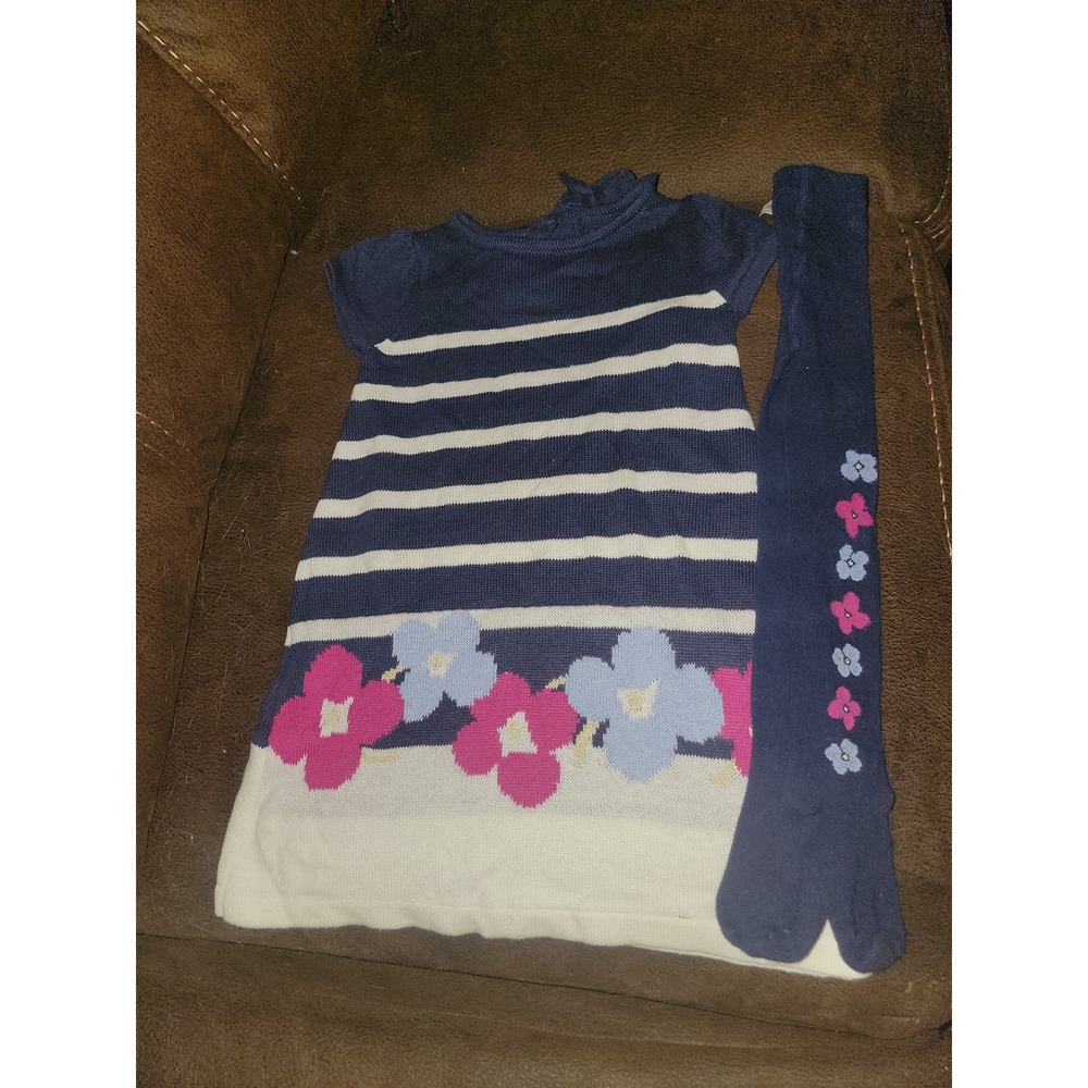 Gymboree charm class floral‎ dress size 2t tights 12 24 months